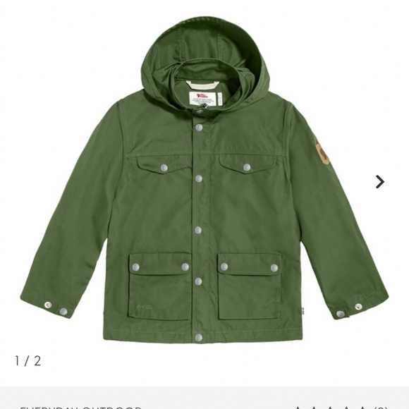 Fjallraven Kids Jacket in Olive and Brown - Picture 4 of 4